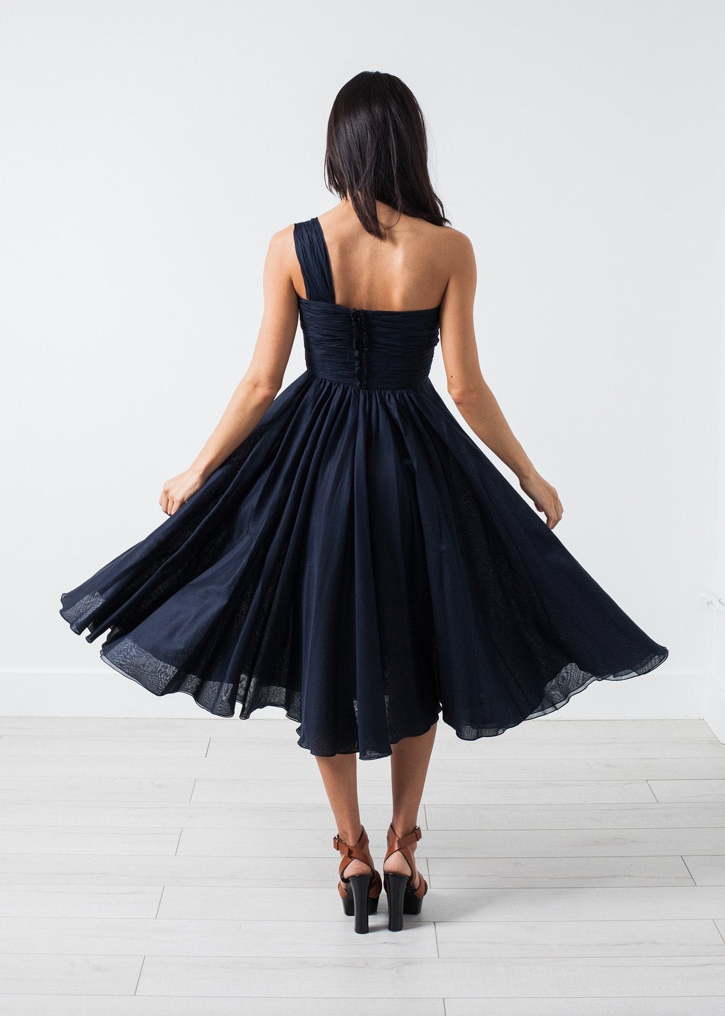One-Shoulder-Kleid in Navy