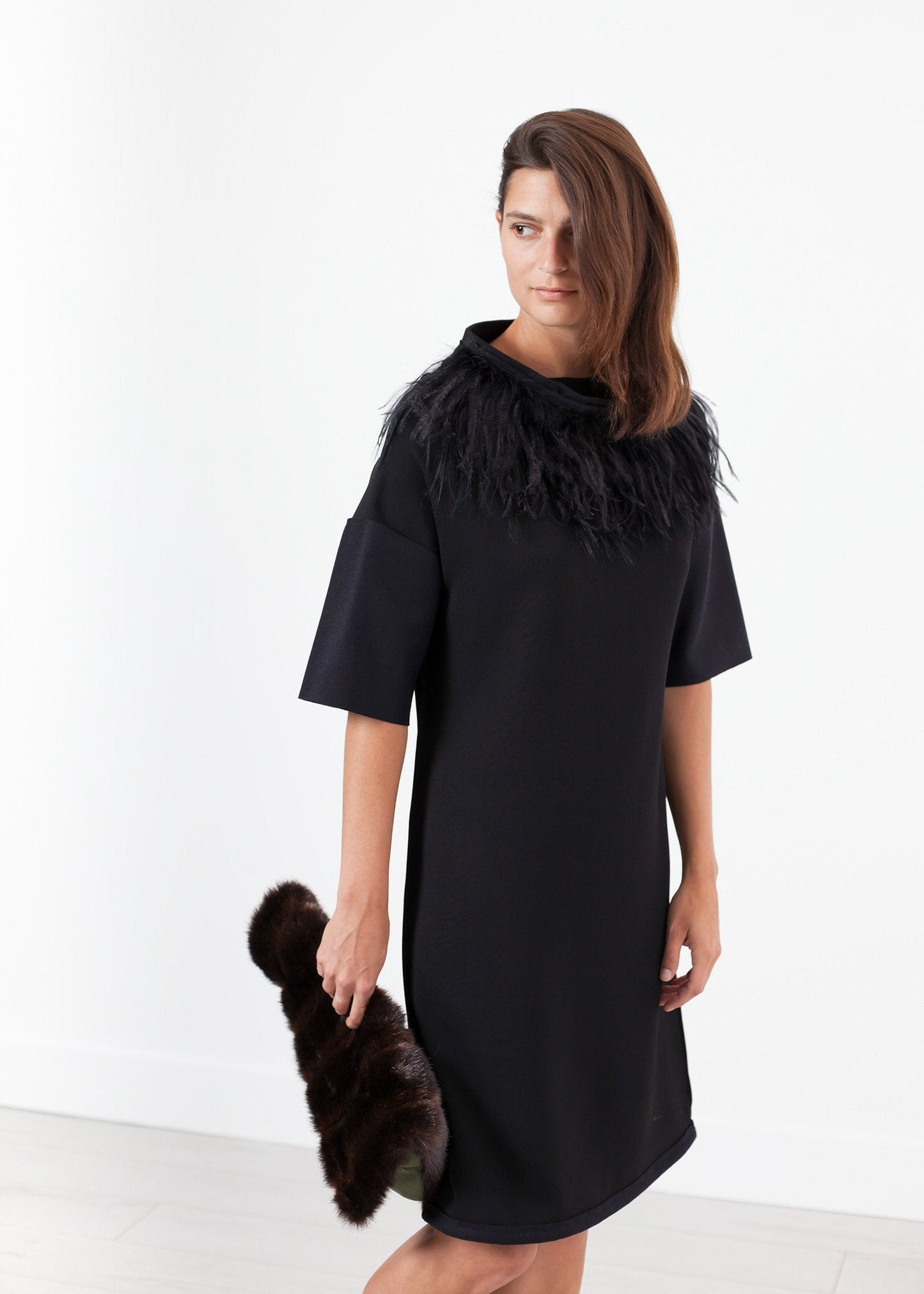 Robe Plume d'Autruche en Noir