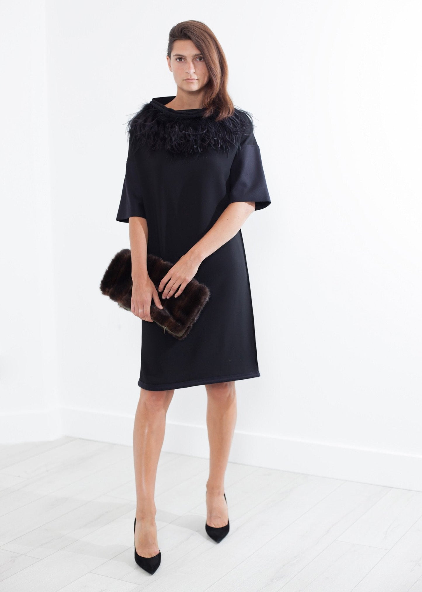 Robe Plume d'Autruche en Noir