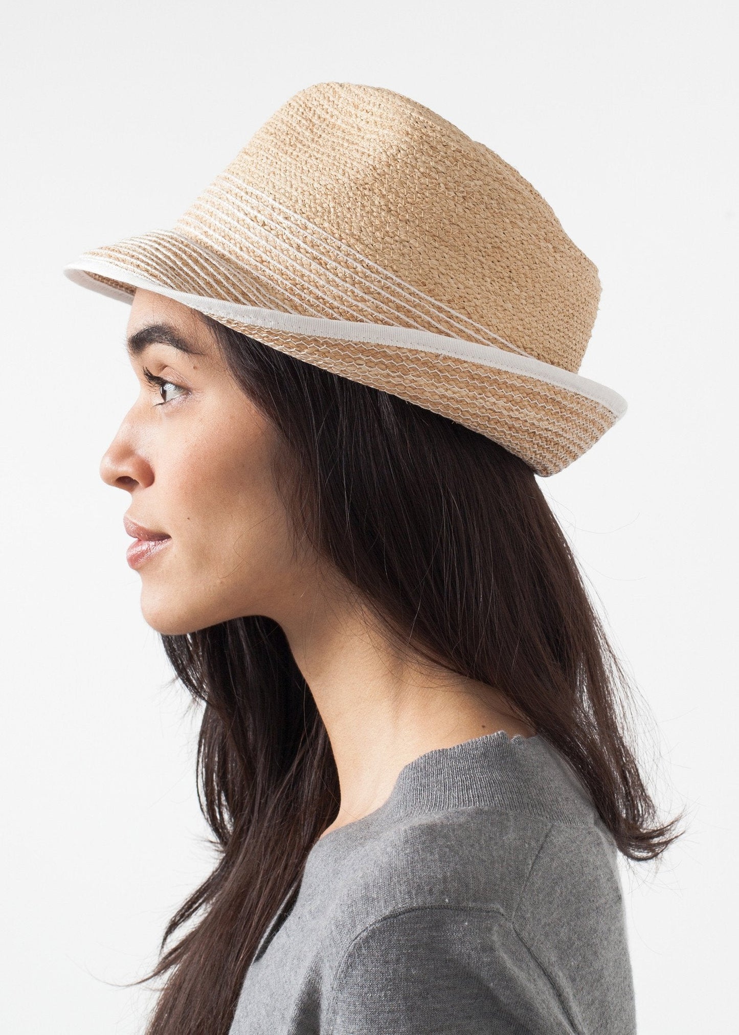 Chapeau Washboard en Paille/Blanc