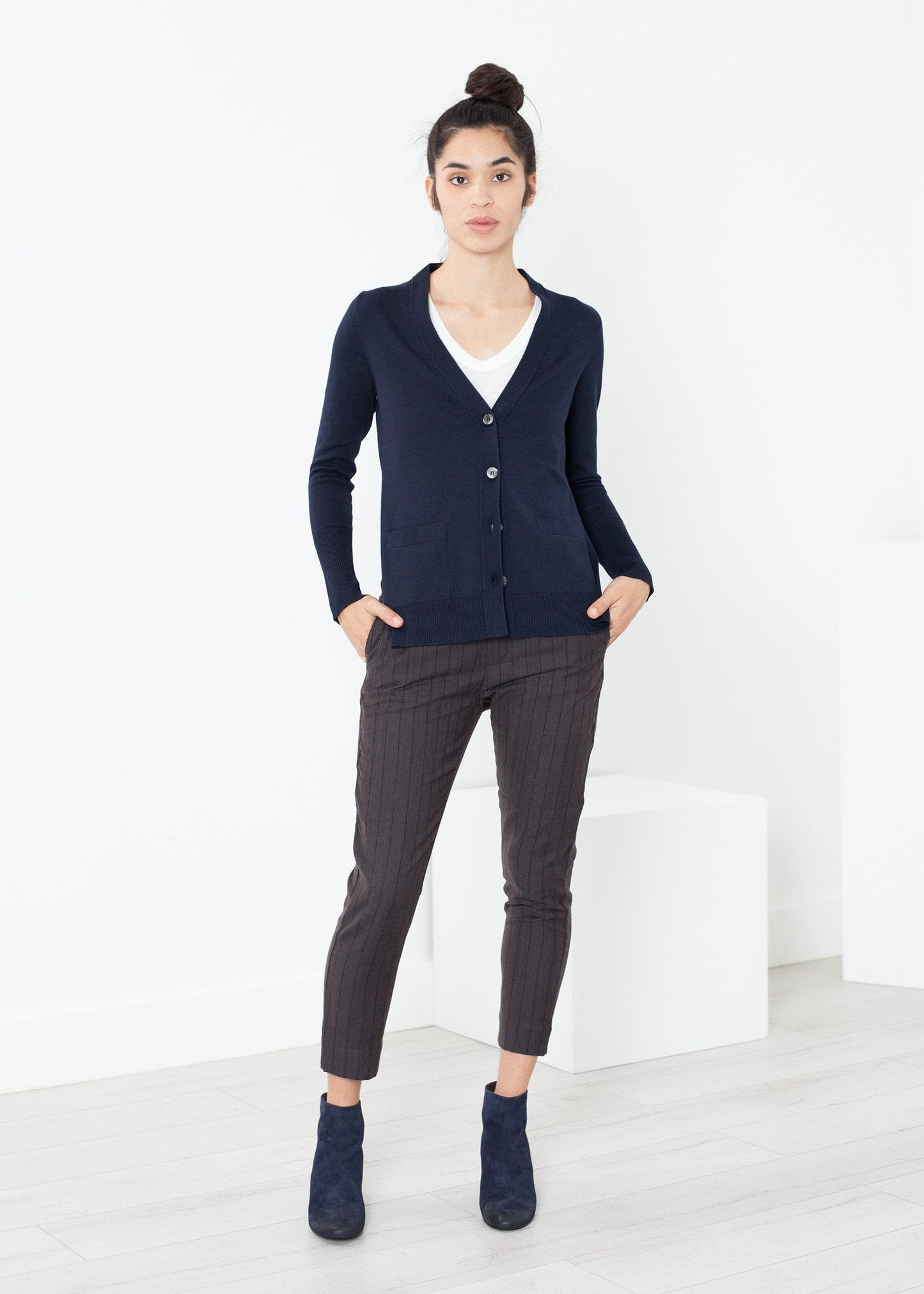 Quadratischer Cardigan in Navy