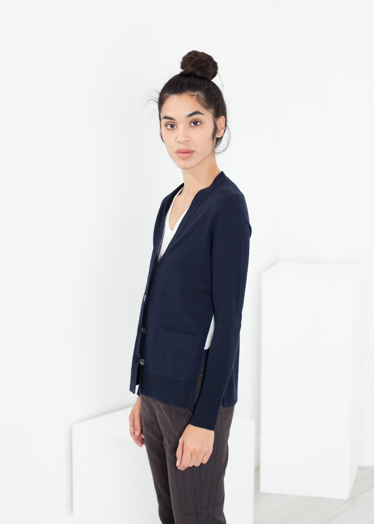 Quadratischer Cardigan in Navy