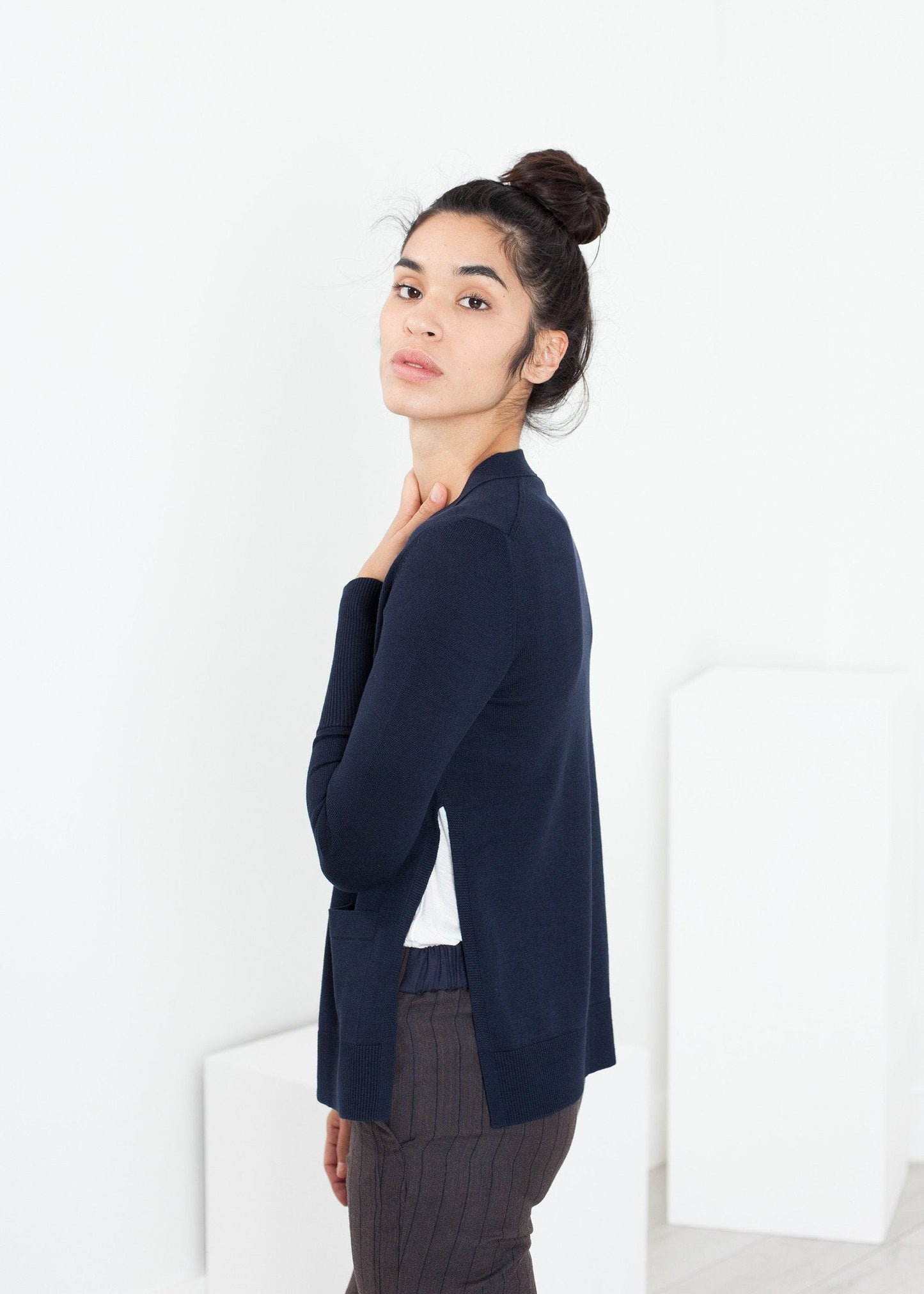 Quadratischer Cardigan in Navy