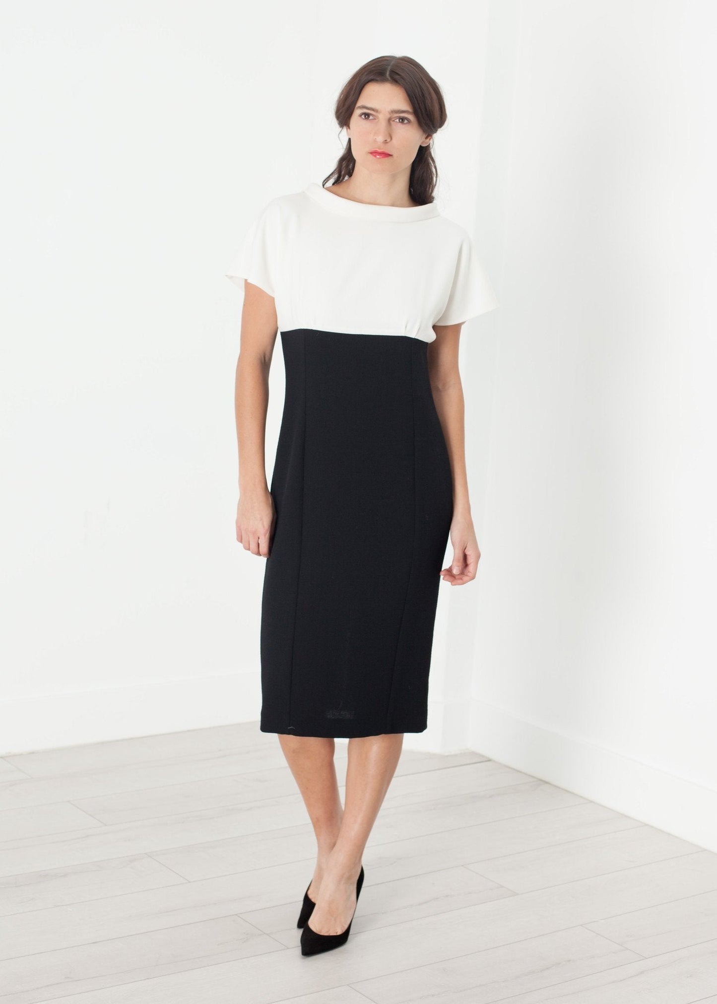 Robe Pearl Attachée en Crème/Noir