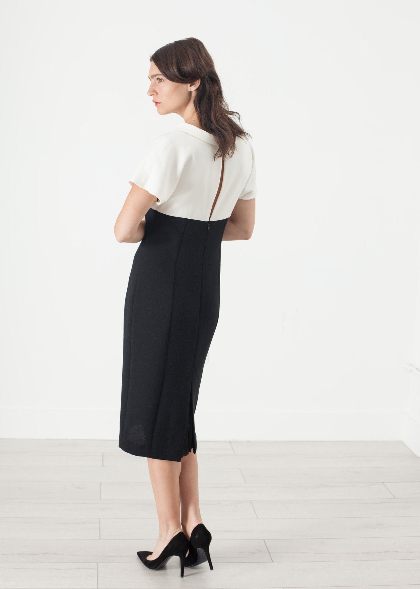 Robe Pearl Attachée en Crème/Noir
