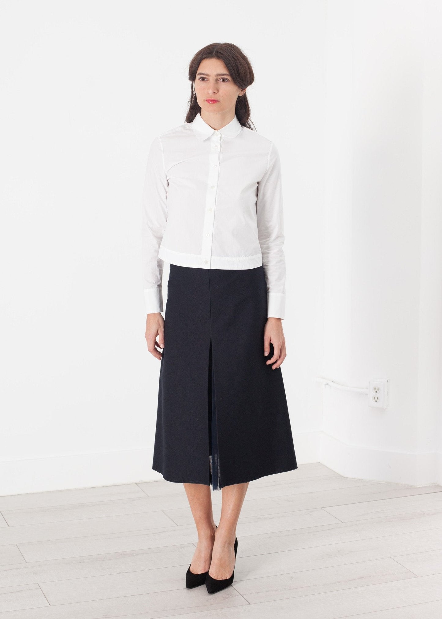 Jupe plissée en tulle bleu marine