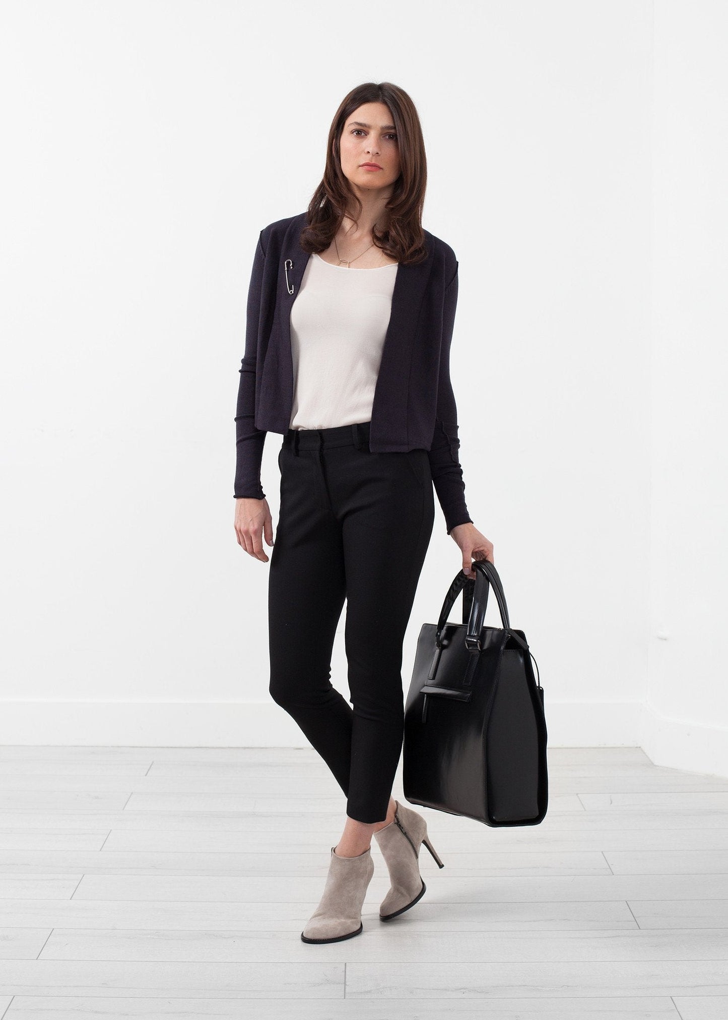 Cropped Cardigan mit Schalkragen