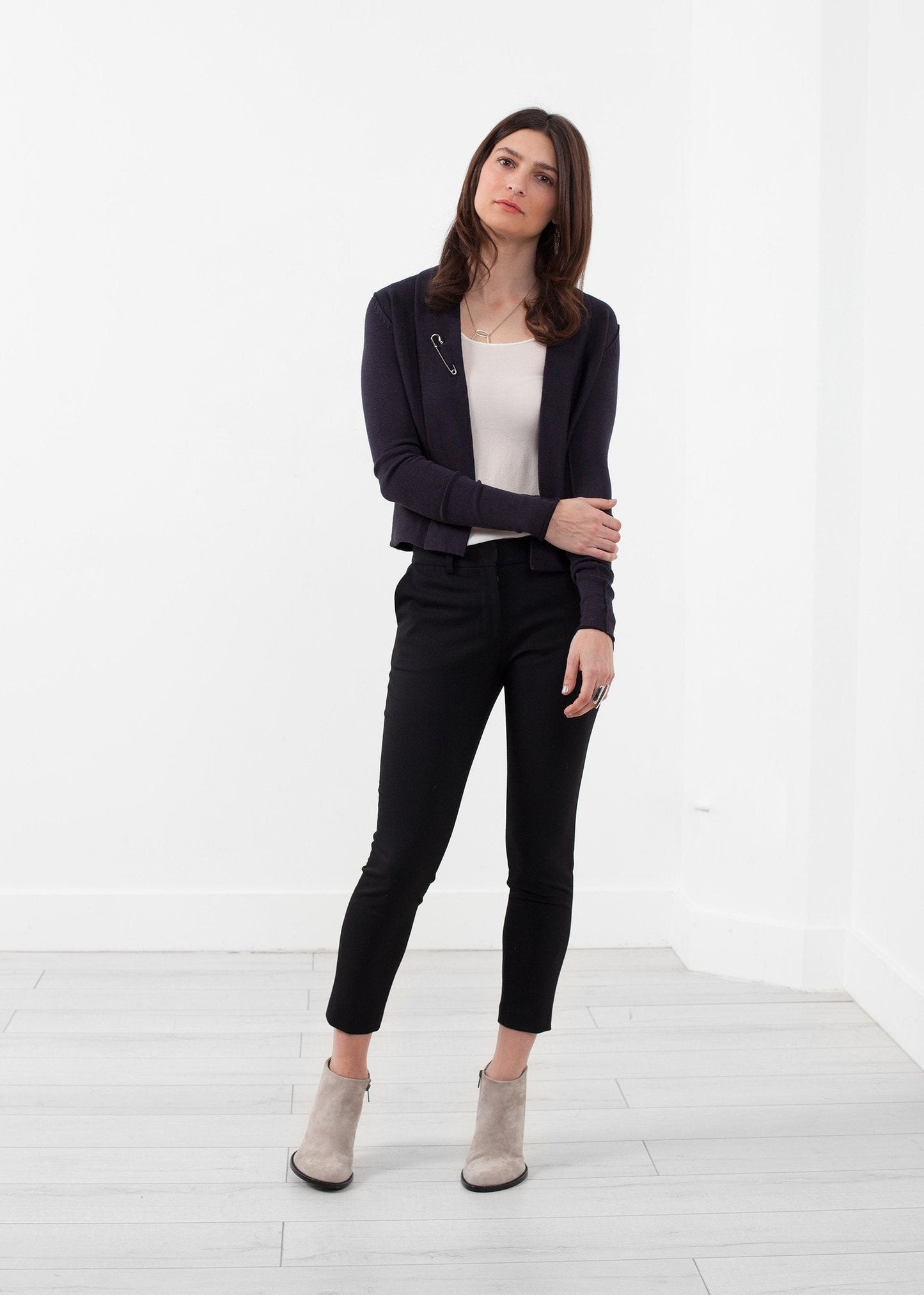 Cropped Cardigan mit Schalkragen