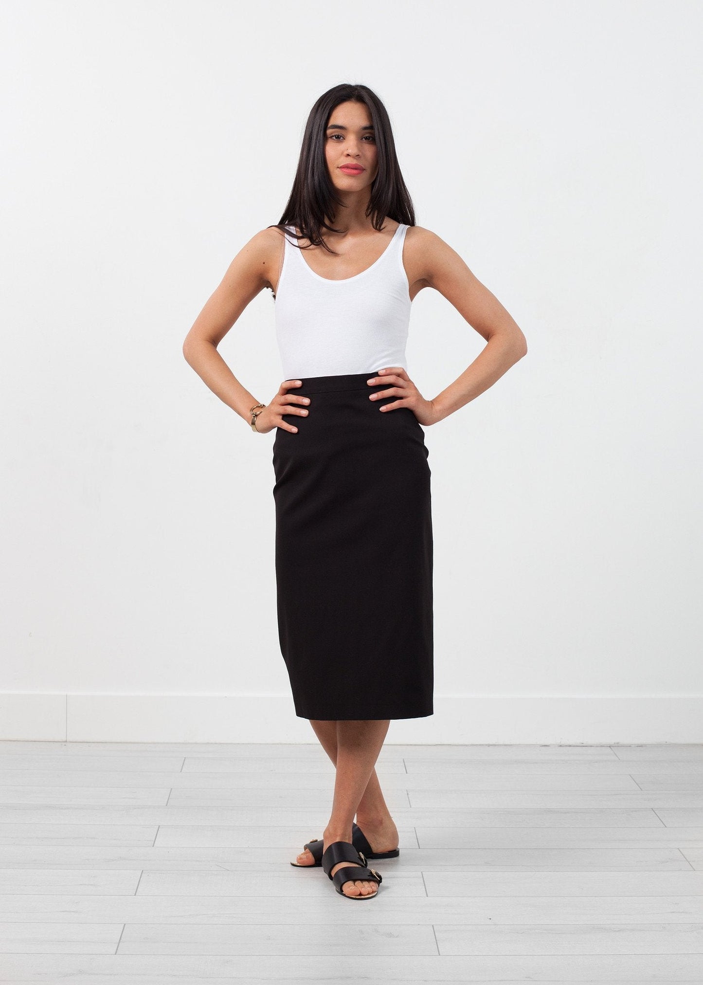 Jupe crayon longue en noir