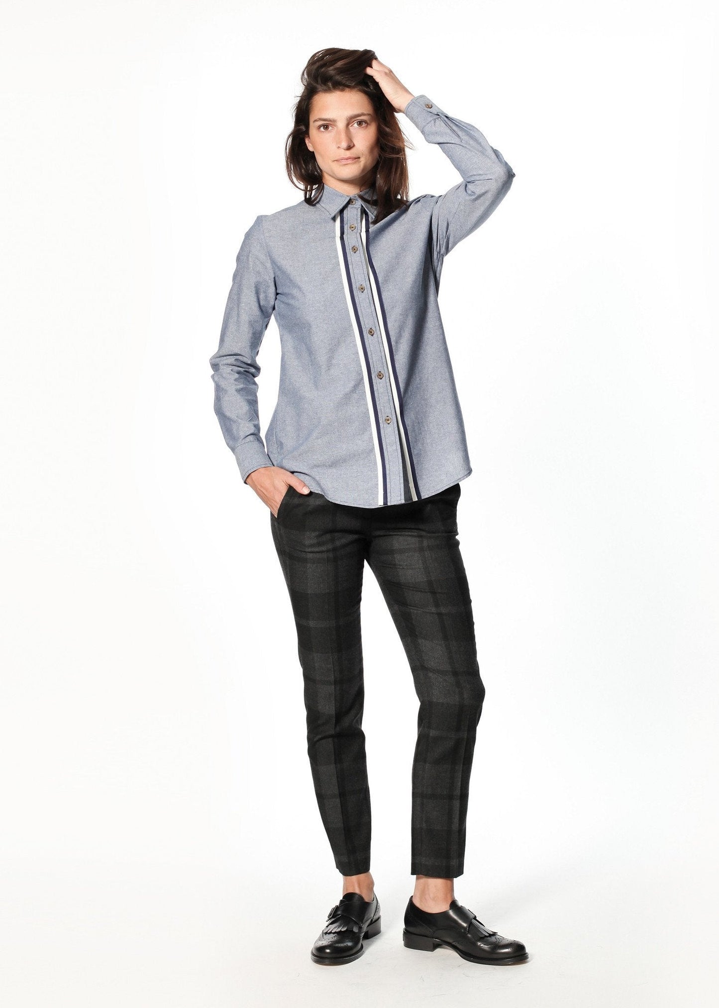 Chemise Boyfriend Chambray en Bleu