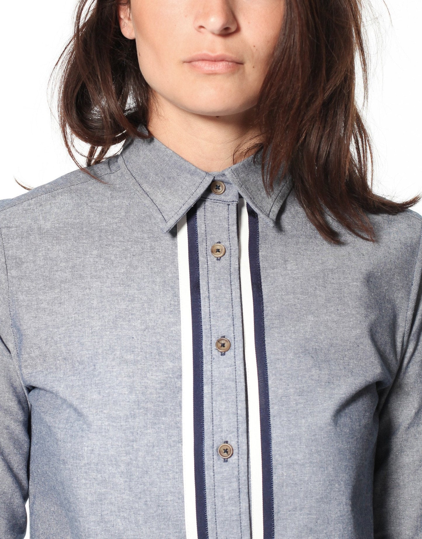 Chemise Boyfriend Chambray en Bleu