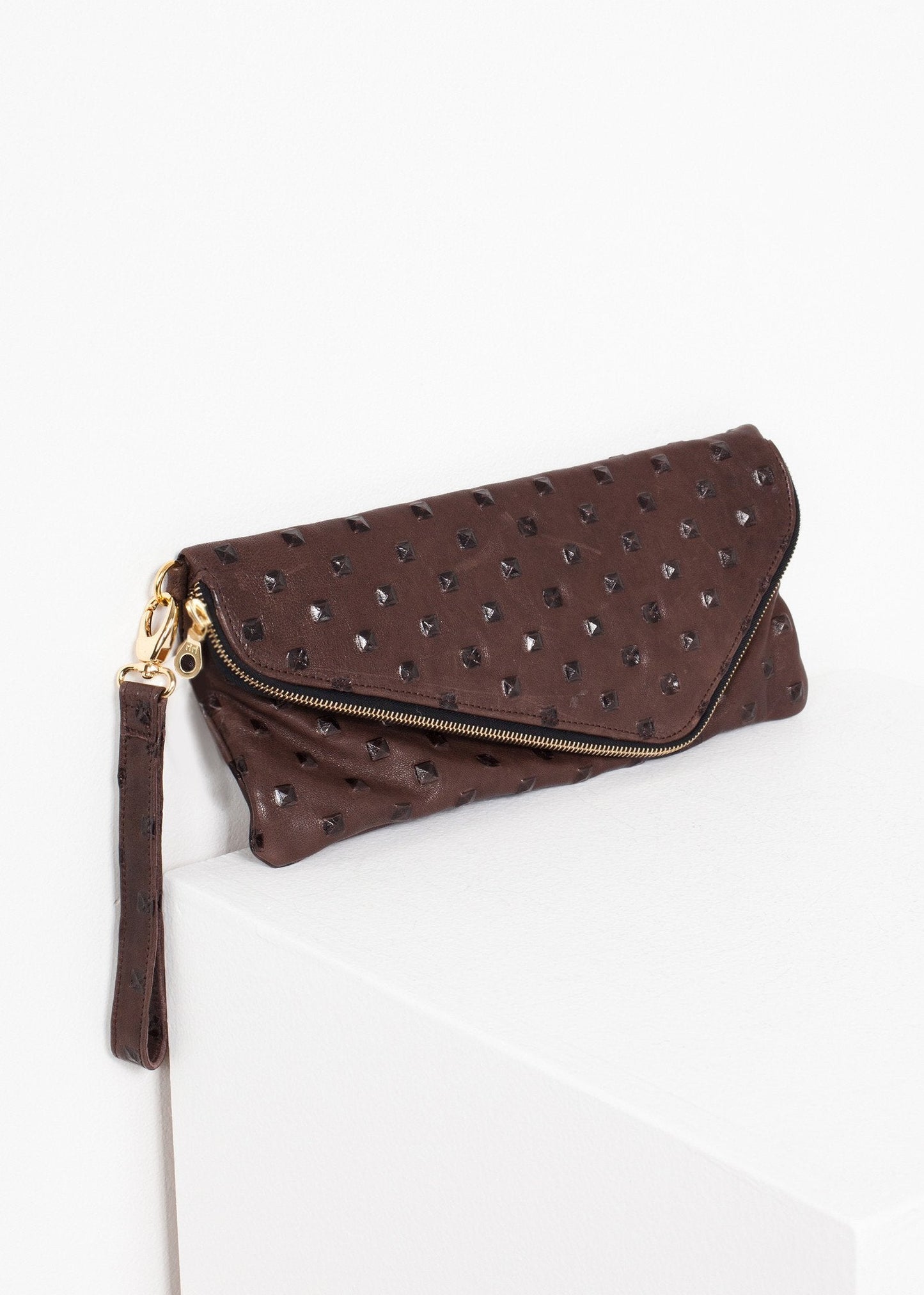 Pochette en cuir Roxanne en marron