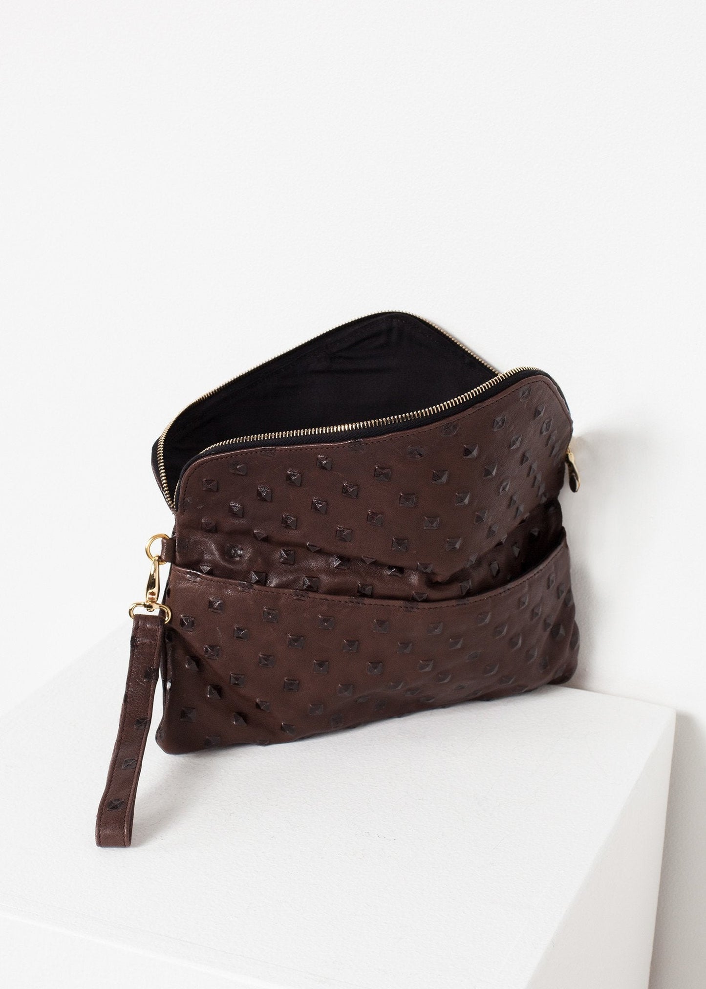 Pochette en cuir Roxanne en marron