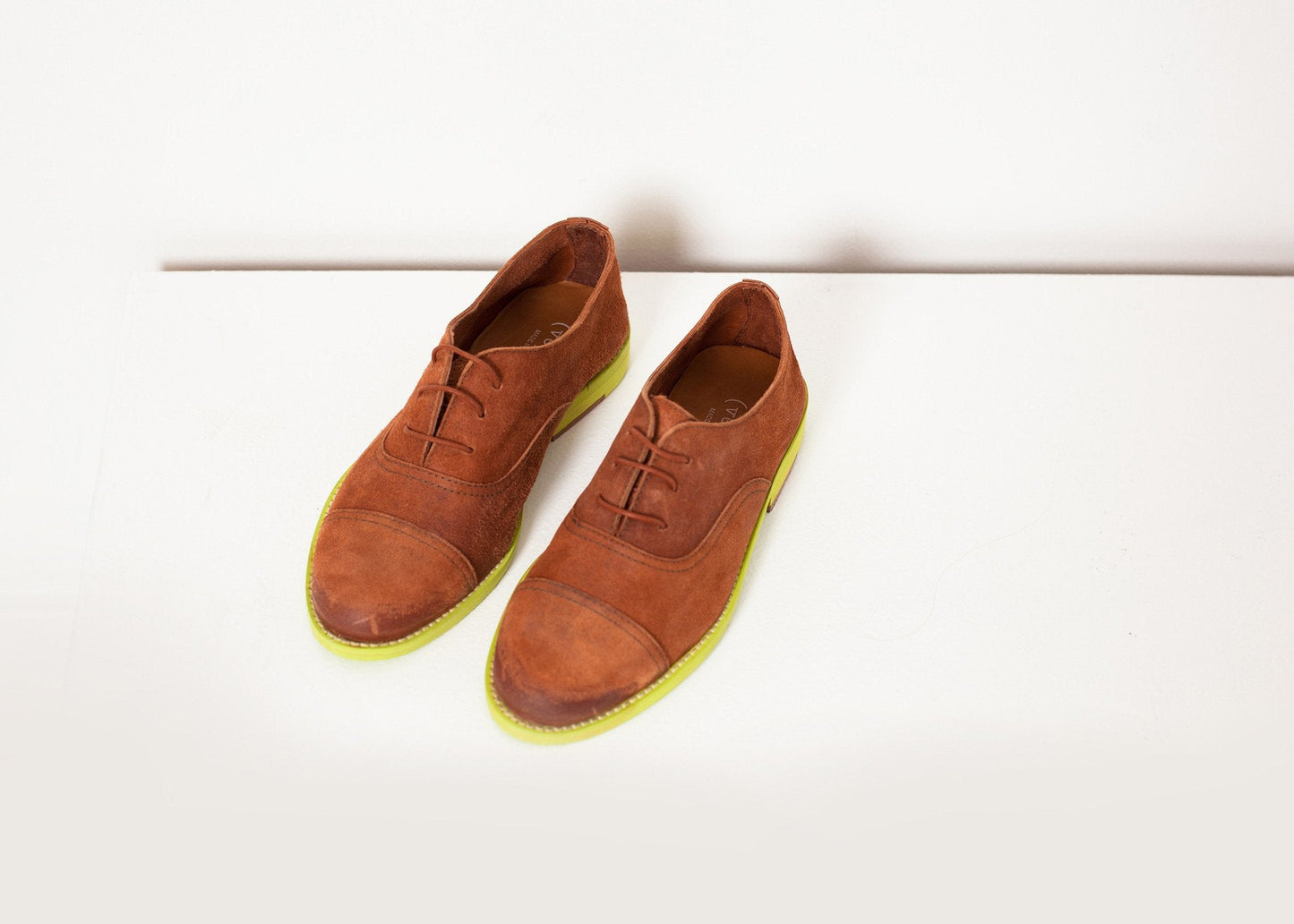 Wildleder-Oxford in Natur/Lime